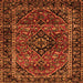 Round Machine Washable Persian Orange Traditional Area Rugs, wshtr3128org