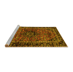 Sideview of Machine Washable Persian Yellow Traditional Rug, wshtr3128yw