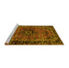 Sideview of Machine Washable Persian Yellow Traditional Rug, wshtr3128yw