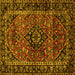 Square Machine Washable Persian Yellow Traditional Rug, wshtr3128yw