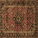 Square Persian Brown Traditional Rug, tr3128brn