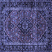 Square Machine Washable Persian Blue Traditional Rug, wshtr3128blu