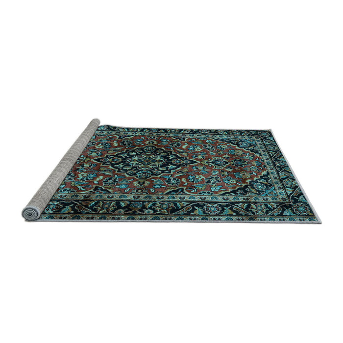 Sideview of Machine Washable Persian Light Blue Traditional Rug, wshtr3128lblu