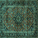 Square Machine Washable Persian Turquoise Traditional Area Rugs, wshtr3128turq