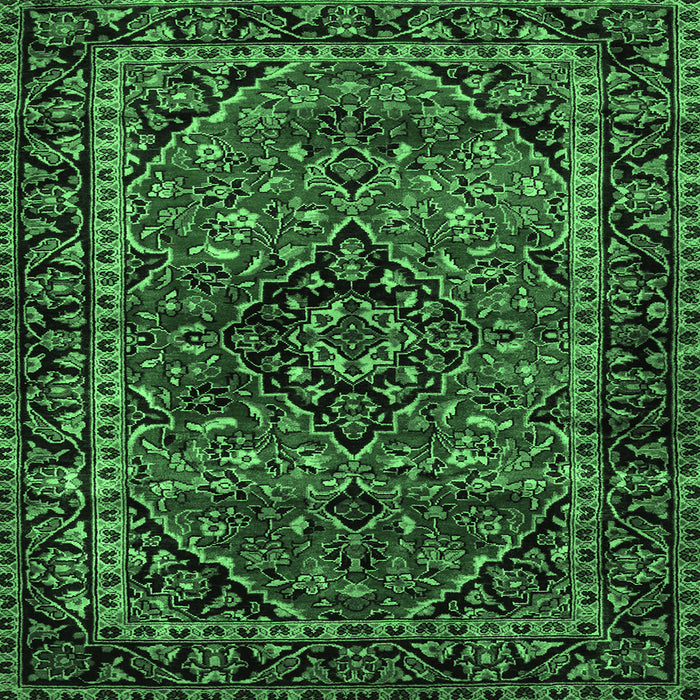 Square Persian Emerald Green Traditional Rug, tr3128emgrn
