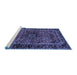 Sideview of Machine Washable Persian Blue Traditional Rug, wshtr3128blu