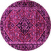 Round Machine Washable Persian Pink Traditional Rug, wshtr3128pnk