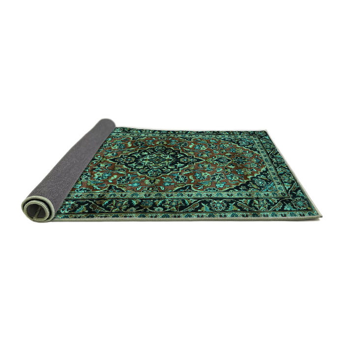 Sideview of Persian Turquoise Traditional Rug, tr3128turq