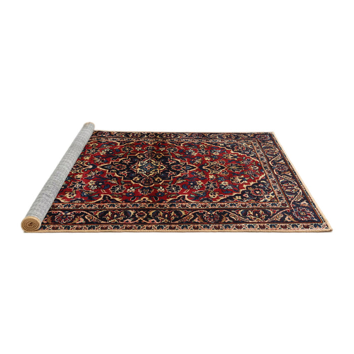 Sideview of Machine Washable Traditional Deep Red Rug, wshtr3129