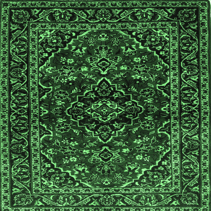 Square Machine Washable Persian Emerald Green Traditional Area Rugs, wshtr3129emgrn