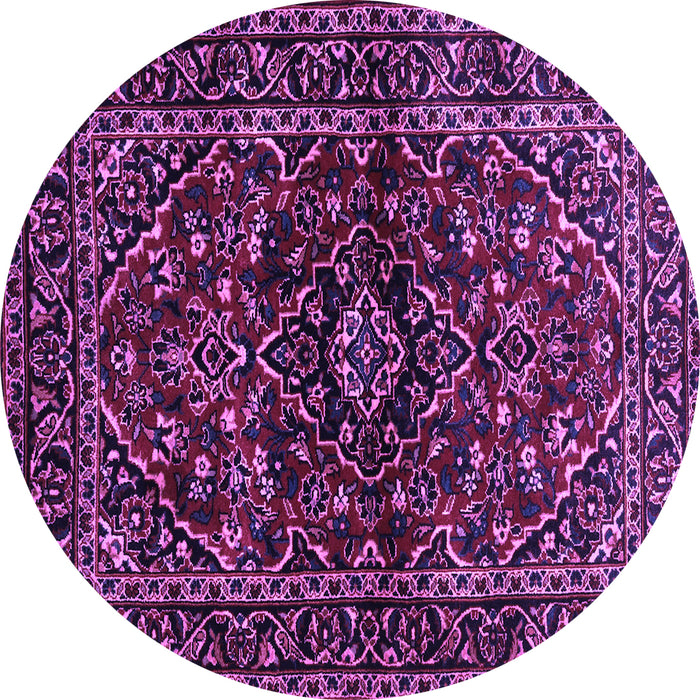 Round Machine Washable Persian Purple Traditional Area Rugs, wshtr3129pur