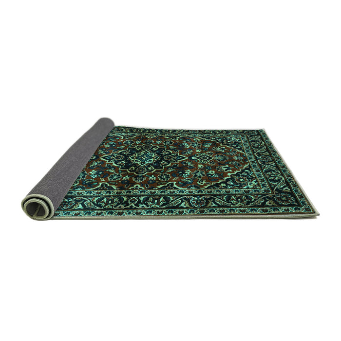 Sideview of Persian Turquoise Traditional Rug, tr3129turq