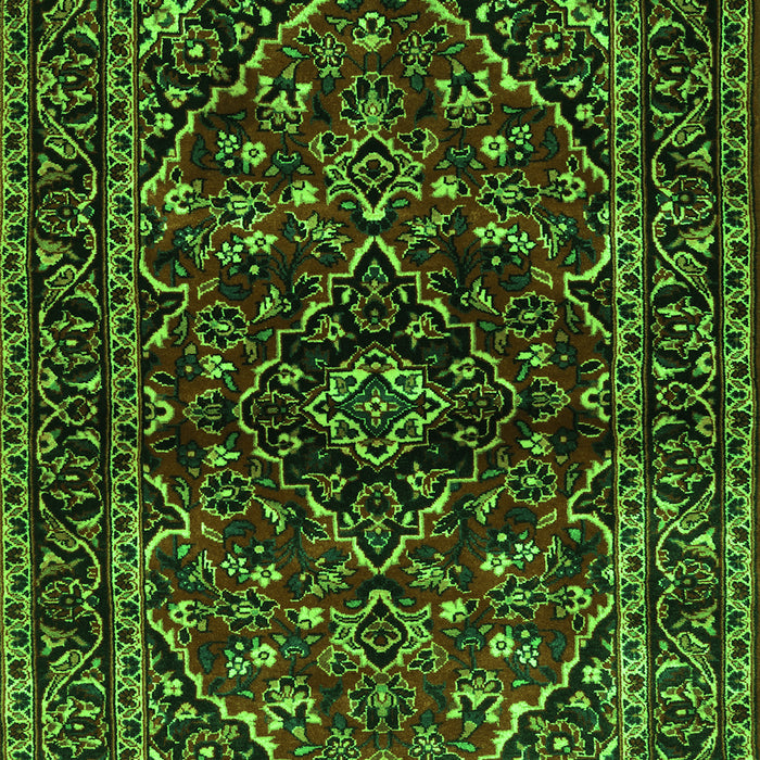 Serging Thickness of Machine Washable Persian Green Traditional Area Rugs, wshtr3129grn