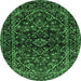 Round Persian Emerald Green Traditional Rug, tr3129emgrn