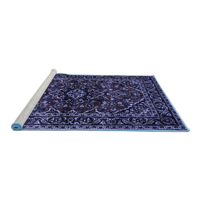 Sideview of Machine Washable Persian Blue Traditional Rug, wshtr3129blu