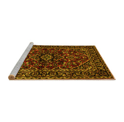 Sideview of Machine Washable Persian Yellow Traditional Rug, wshtr3129yw