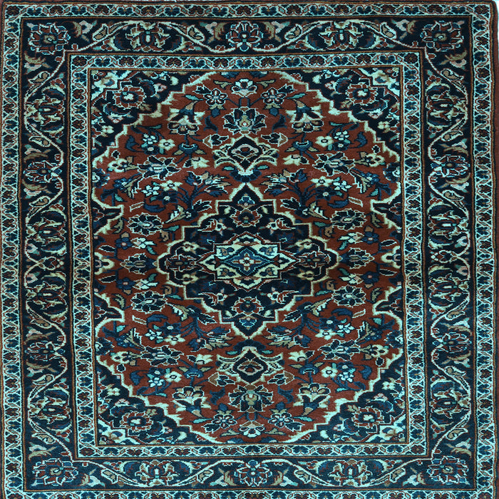 Square Machine Washable Persian Light Blue Traditional Rug, wshtr3129lblu