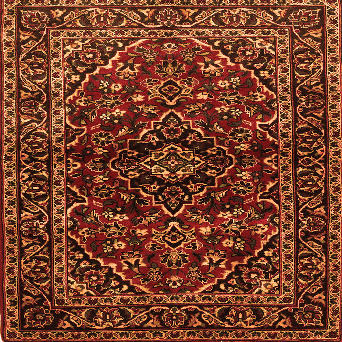 Round Machine Washable Persian Orange Traditional Area Rugs, wshtr3129org
