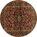 Round Persian Brown Traditional Rug, tr3129brn