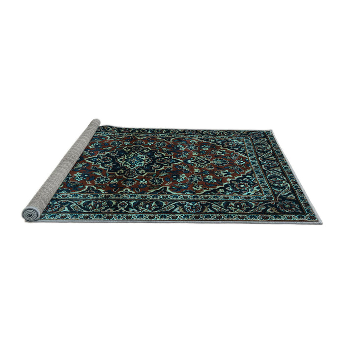 Sideview of Machine Washable Persian Light Blue Traditional Rug, wshtr3129lblu