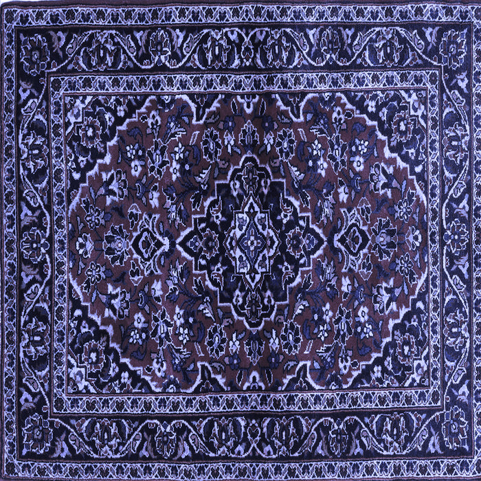 Square Machine Washable Persian Blue Traditional Rug, wshtr3129blu