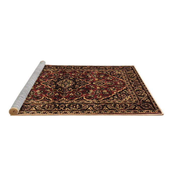 Sideview of Machine Washable Persian Brown Traditional Rug, wshtr3129brn