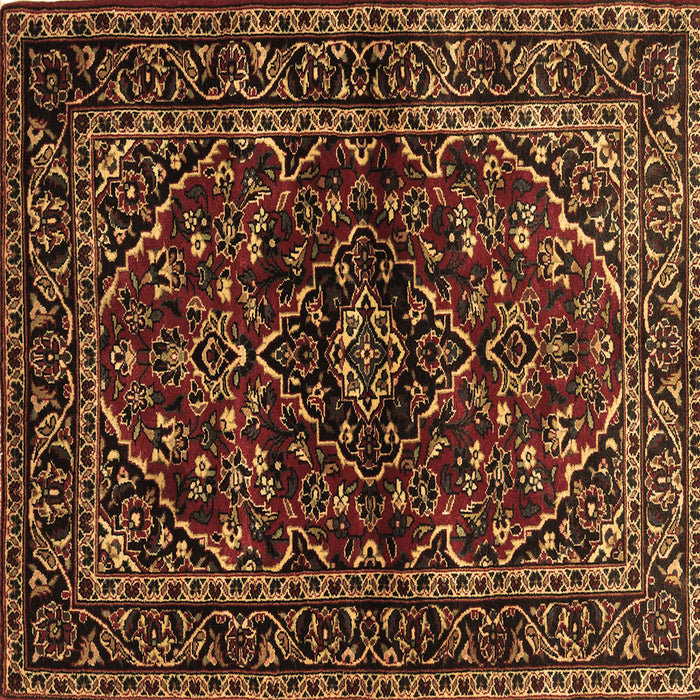Square Machine Washable Persian Brown Traditional Rug, wshtr3129brn