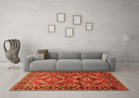 Machine Washable Persian Orange Traditional Rug, wshtr312org