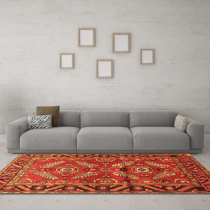 Machine Washable Persian Orange Traditional Area Rugs in a Living Room, wshtr312org