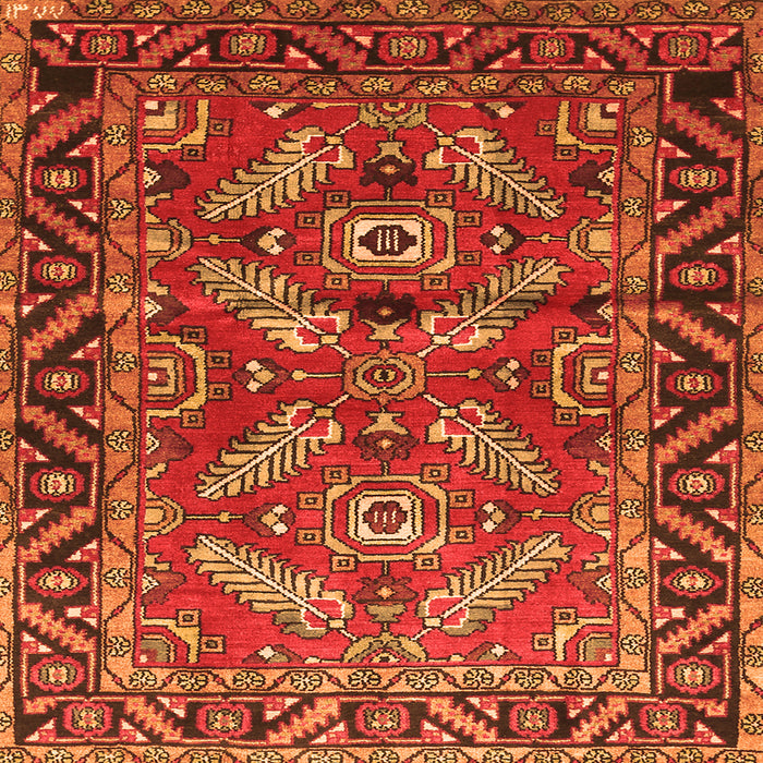 Round Machine Washable Persian Orange Traditional Area Rugs, wshtr312org
