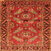 Round Machine Washable Persian Orange Traditional Area Rugs, wshtr312org