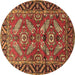 Round Persian Brown Traditional Rug, tr312brn