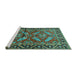 Sideview of Machine Washable Persian Turquoise Traditional Area Rugs, wshtr312turq