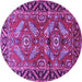 Round Machine Washable Persian Purple Traditional Area Rugs, wshtr312pur