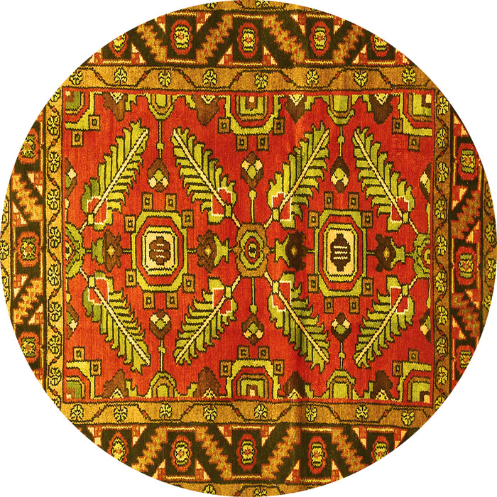 Round Persian Yellow Traditional Rug, tr312yw