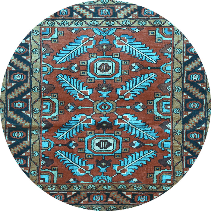 Round Machine Washable Persian Light Blue Traditional Rug, wshtr312lblu