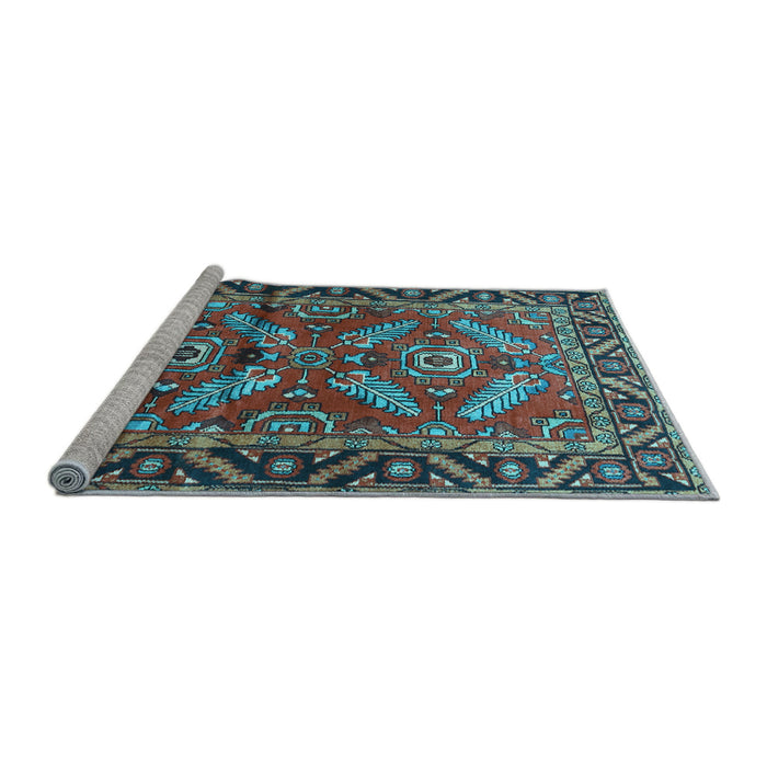 Sideview of Machine Washable Persian Light Blue Traditional Rug, wshtr312lblu