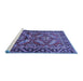 Sideview of Machine Washable Persian Blue Traditional Rug, wshtr312blu