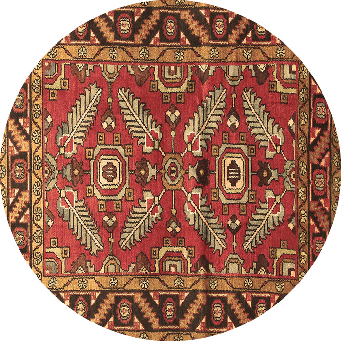 Round Machine Washable Persian Brown Traditional Rug, wshtr312brn
