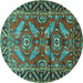 Round Persian Turquoise Traditional Rug, tr312turq