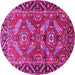 Round Machine Washable Persian Pink Traditional Rug, wshtr312pnk