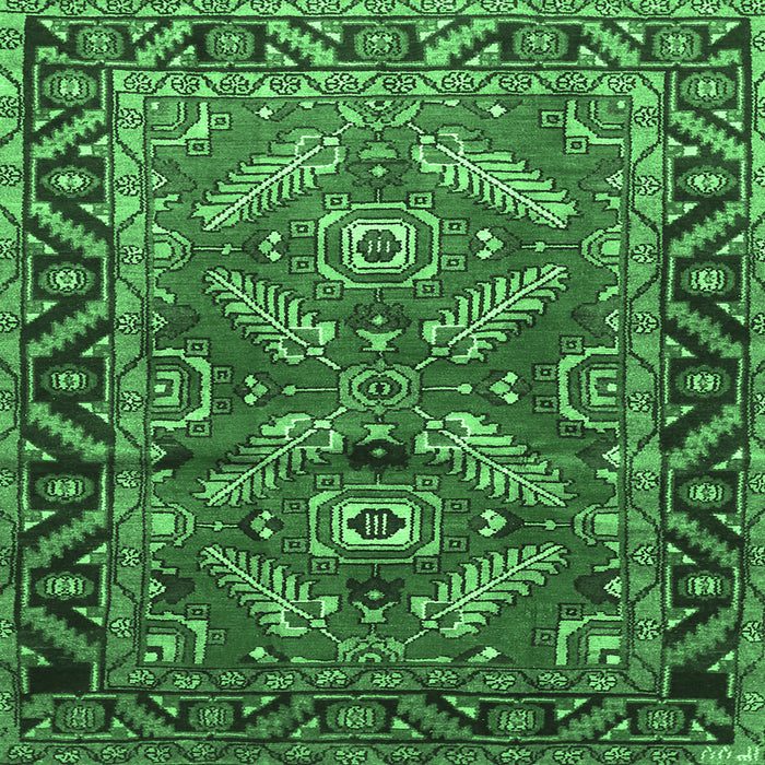 Square Machine Washable Persian Emerald Green Traditional Area Rugs, wshtr312emgrn