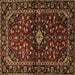 Square Machine Washable Persian Brown Traditional Rug, wshtr3130brn