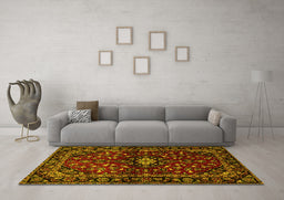 Machine Washable Persian Yellow Traditional Rug in a Living Room, wshtr3130yw