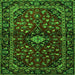 Round Machine Washable Persian Green Traditional Area Rugs, wshtr3130grn