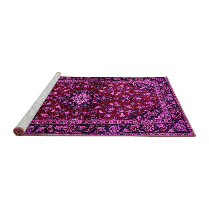 Sideview of Machine Washable Persian Pink Traditional Rug, wshtr3130pnk