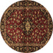 Round Machine Washable Persian Brown Traditional Rug, wshtr3130brn