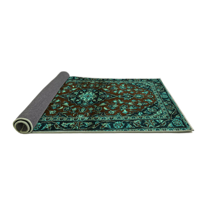 Sideview of Persian Turquoise Traditional Rug, tr3130turq