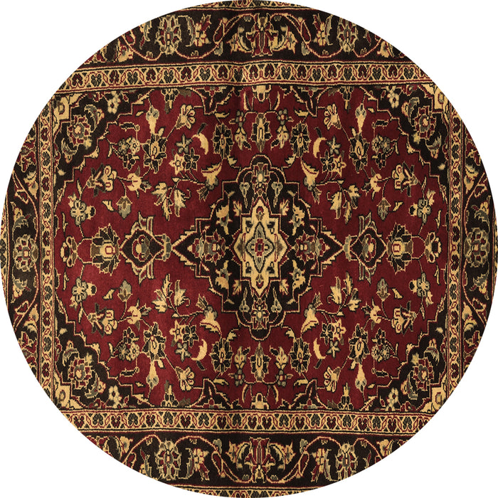 Round Persian Brown Traditional Rug, tr3130brn