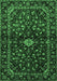 Machine Washable Persian Emerald Green Traditional Area Rugs, wshtr3130emgrn